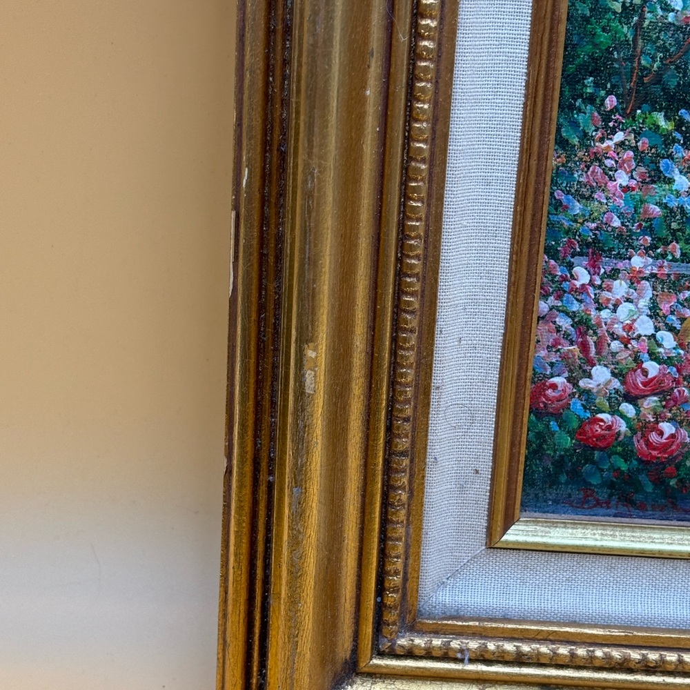 Vintage Marie Charlotte still life on oil canvas framed in gold frame - Picture 3 of 7
